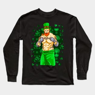 Irish MMA Leprechaun Fighter Jiu Jitsu Muay Thai Martial Art St Patricks Day Long Sleeve T-Shirt